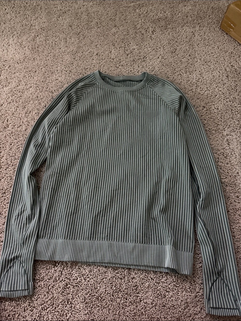 lululemon athletica Olive Green Striped Long Sleeve Top